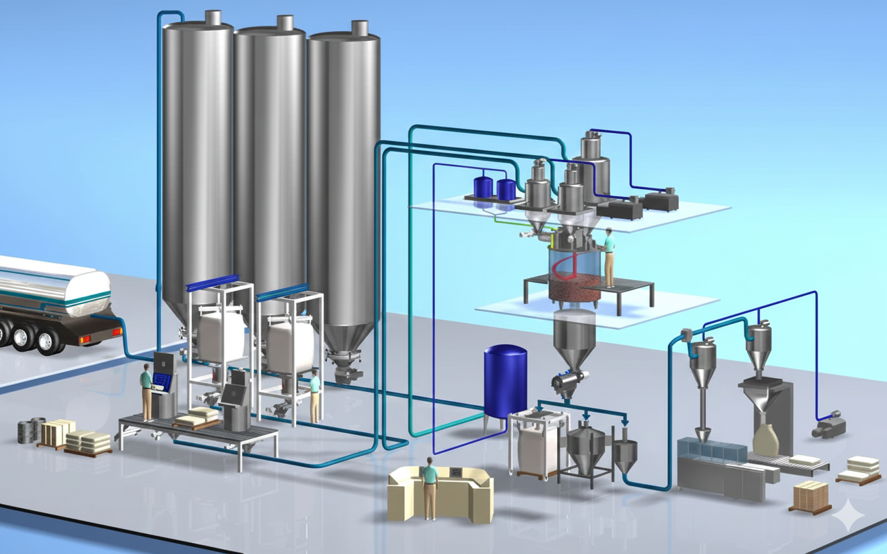 أنظمة ادارة المواد الخام (تعبئة وتفريغ ونقل وتخزين)